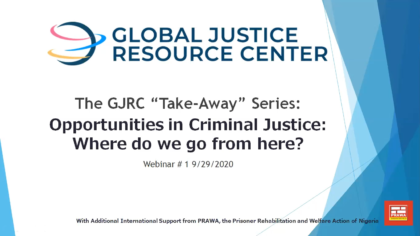 Opportunities in Criminal Justice: Where do we go from here?